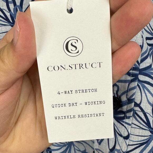 Con.struct Blue Floral Print Slim Fit Short Sleeve Casual Button Up Size Small - Picture 7 of 8